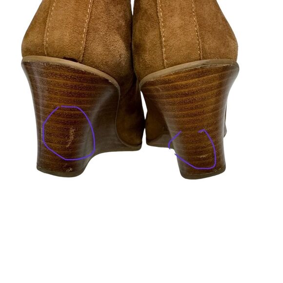 Brown Wedge Heel Ankle Booties Women's Casual Fashion Boots - Picture 8 of 11